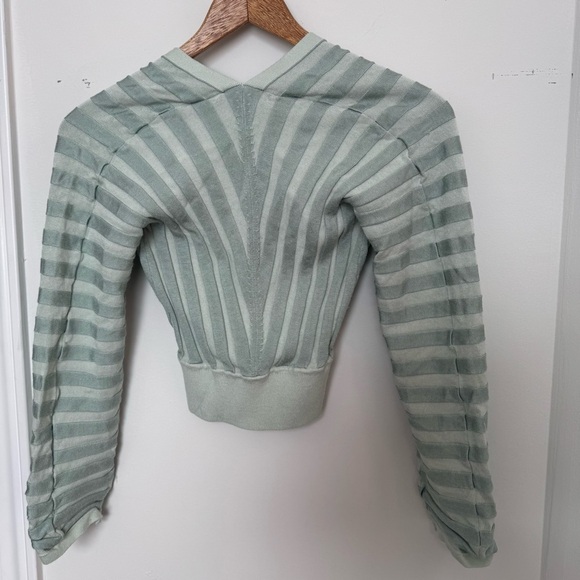 Club Monaco mint Green Striped Sweater cross front XS - Picture 5 of 5